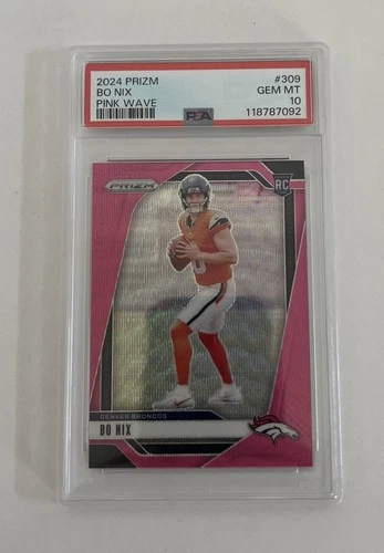 2024 Prizm Football Bo Nix Rookie PSA 10 Pink Wave #309 Denver Broncos