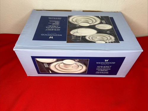 Wedgwood Amherst Platinrand 21 Teile Service für 4 & Servierschale Neu - Bild 15 von 16