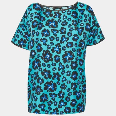 Dsquared2 Blue Floral Print Silk Blouse M