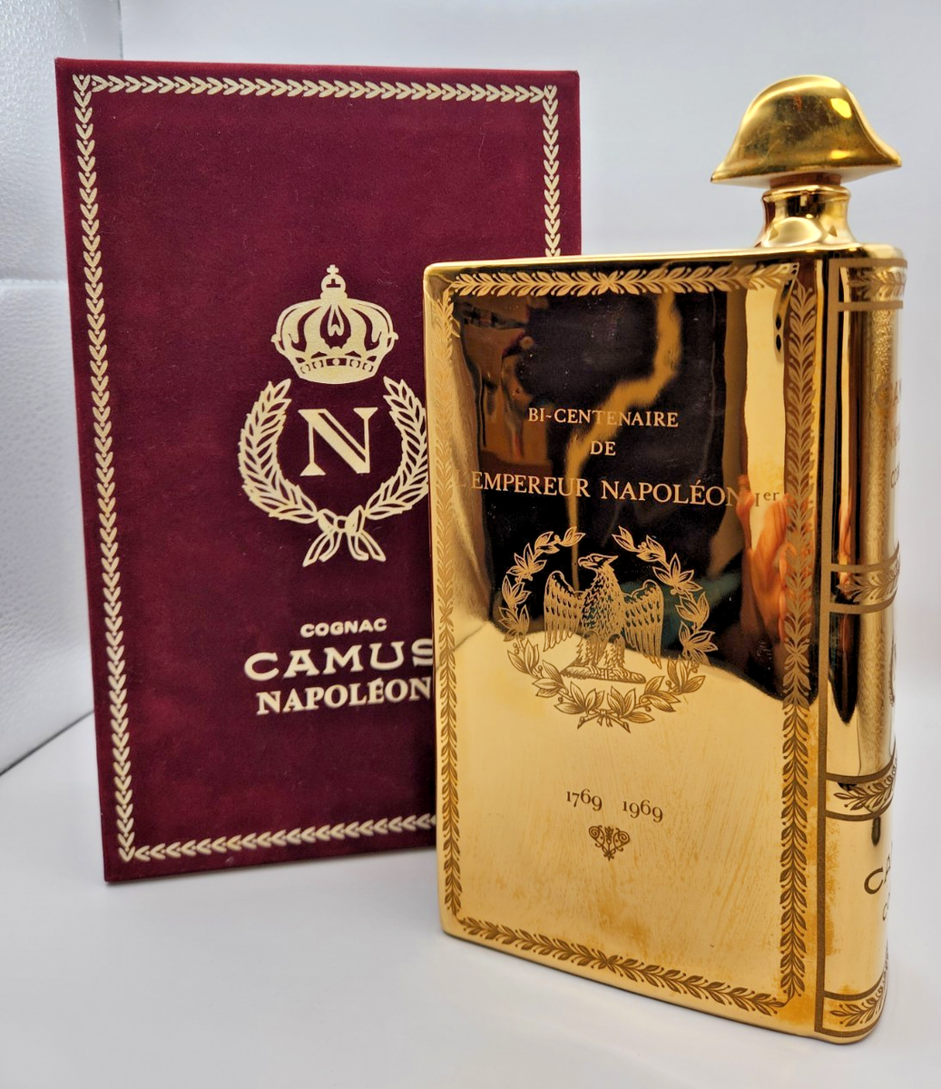 CAMUS Napoleon Book Decanter Gold 700ml Empty w/ Box 22k Gold