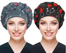 2 Pack Unisex Nurse Hat Surgical Doctor Cap Scrub Buckle Cotton Caps Medical