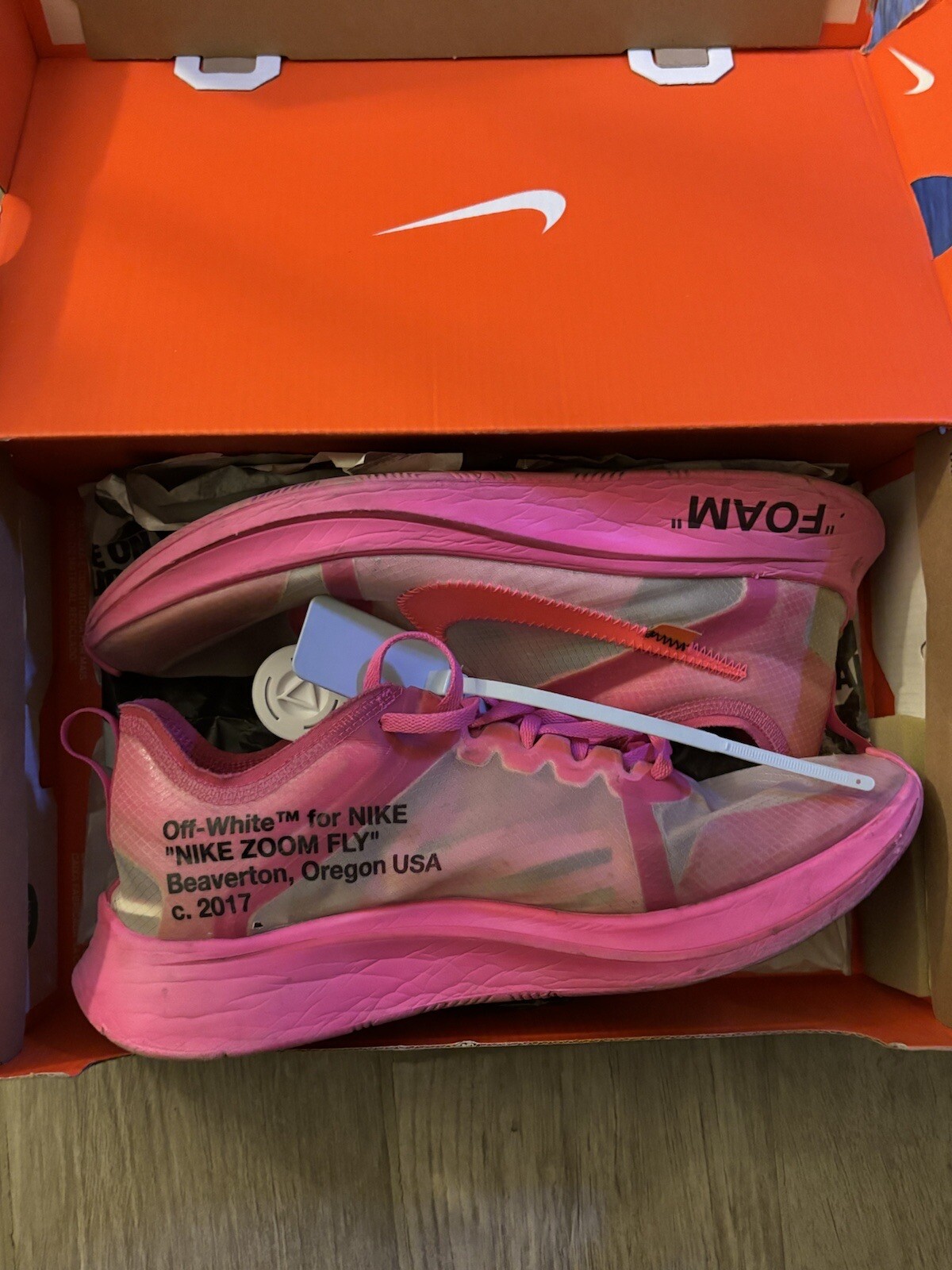 OFF WHITE X NIKE Taglia 10 Nike Off White x Zoom Fly SP rosa tulipano