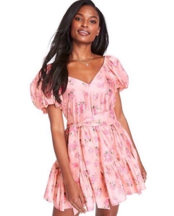 love shack fancy pink floral dress Women's Sz 8 Short Long Sleeve tiered ruffle skirt for a flirty finish. Love Shack Fancy Size 8