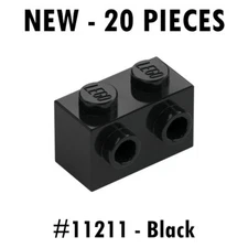 Lego Brick 1x2 w/ Studs on One Side (11211) Black - New - 20 pieces