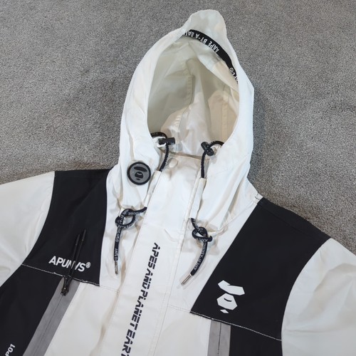 A Bathing Ape Jacket Mens Small White AAPE Outdoor Hooded Ski Coat Windbreaker - Picture 7 of 15