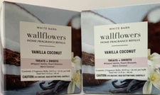2 Sets of 2 (4) VANILLA COCONUT Wallflowers Bulbs Refill Bath and & Body Works