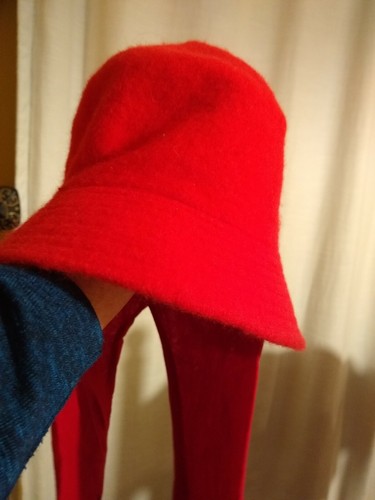 WOOL FELT BRIM BUCKET HAT SCARF TIES 