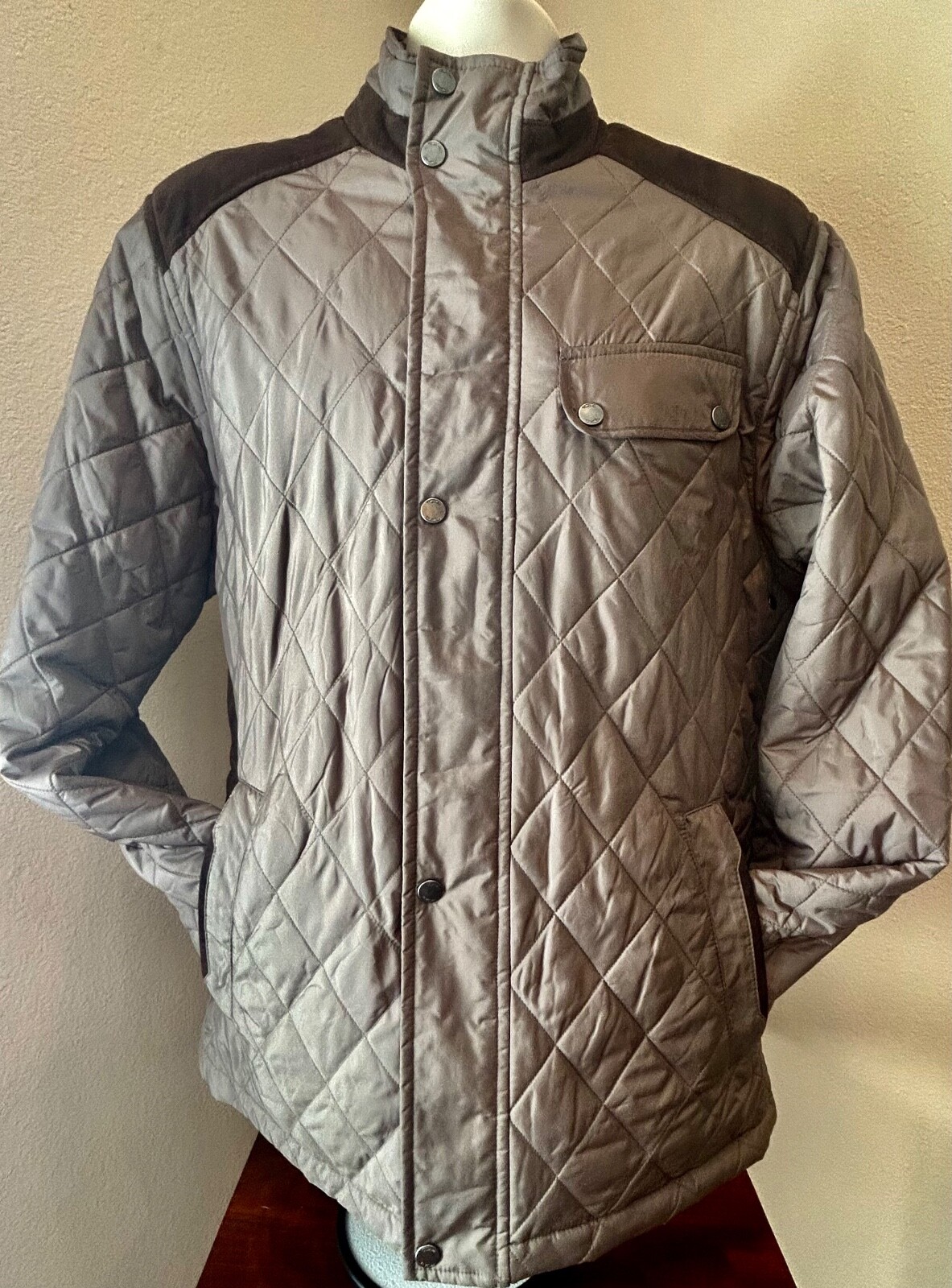 Tumi Men's Medium Quilted Jacket with Suede Leather A… Gem