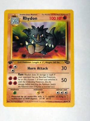 first edition rhydon pokemon card Rhydon #45/64 Jungle Pokemon Card 1999 Wizards New