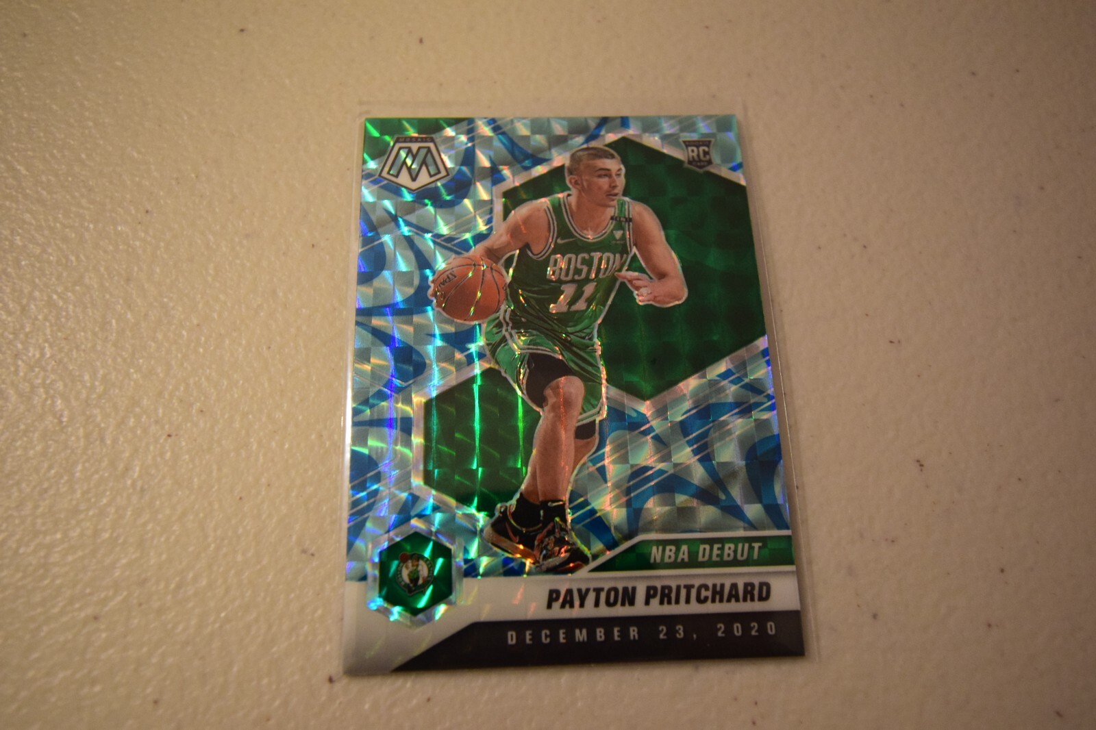 PAYTON PRITCHARD 2020-21 PANINI MOSAIC NBA DEBUT REACTIVE BLUE PRIZM RC CELTICS