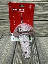 Happy Home By Rite Aid Christmas Ornament Shiny Glitter Pink Mushroom