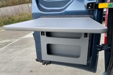 Campervan Rear Storage Unit & Folding Table, Fitment on Barn Door or Side Wall
