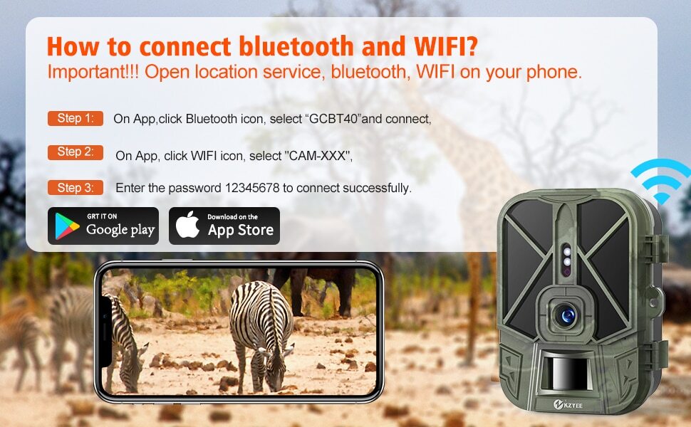 Outdoor Trail Camera 4K/30FPS 30MP WiFi Game Camera 10000mAh Rechargeable