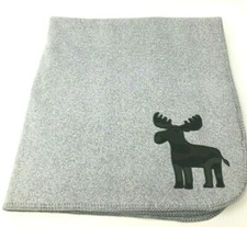 Carters Gray Baby Blanket Camouflage Moose Fleece Stitched Edge Security Lovey