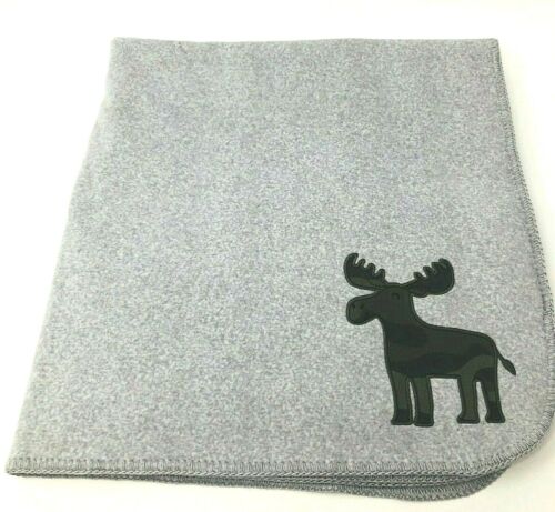 Carters Gray Baby Blanket Camouflage Moose Fleece Stitched Edge Security Lovey