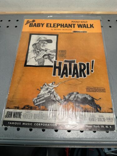 1962 Sheet Music "Baby Elephant Walk" From Hatari Henry Mancini John Wayne - Afbeelding 1 van 2