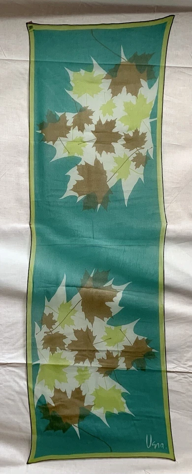 VINTAGE VERA NEUMANN VERASHEER SILK SCARF Chiffon Leaves 15"x44" VTS37 - Image 2 of 4