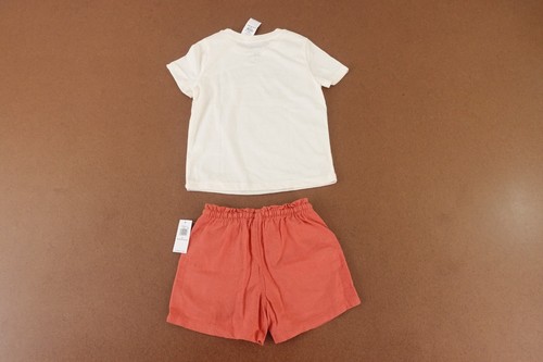 Old Navy Girls Size 3T Ivory Princess Tee & Coral Pull On Shorts 2 Pieces NWT - Picture 4 of 7
