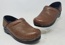 Sanita Snakeskin Brown Slip on Clog Womens Size EU 38 US 7