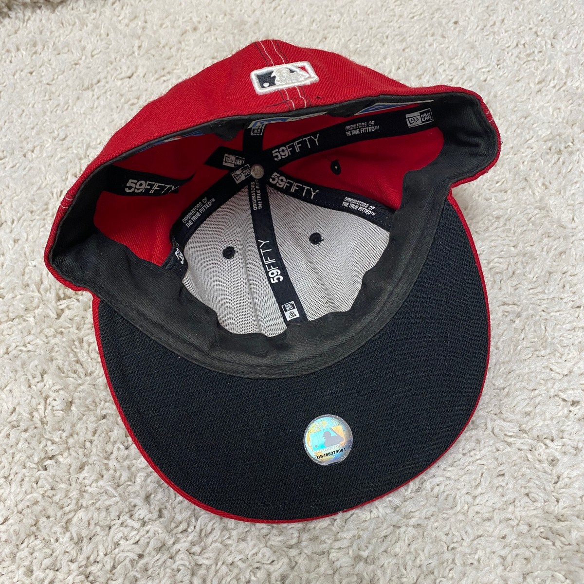 Vintage New Era Boston Red Sox Wool Hat Fitted 7 1/2 Red White USA 