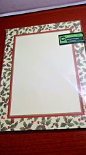 Holiday Time~8.5"x 11" HOLLY & BERRY DESIGNER STATIONARY PAPER~40 Sheets~NIP