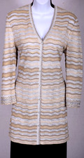 ST.JOHN Women's Silver Gold Beige Metallic Shimmer Sequins Studs Jacket Sz 14
