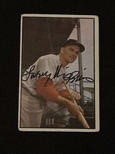 LARRY MIGGINS 1953 BOWMAN COLOR ROOKIE SIGNED AUTOGRAPHED CARD #142 CARDINALS
