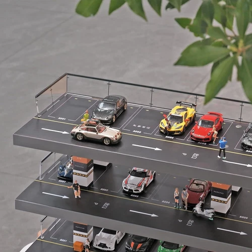 1/64 Scale Diorama Car Garage Model LED Lighting City Parking Lot Scene Model UK - Picture 10 of 23