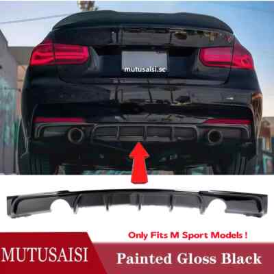 Fit For BMW F30 F31 340i M-Sport 2012-18 Rear Diffuser Glossy Black Painted