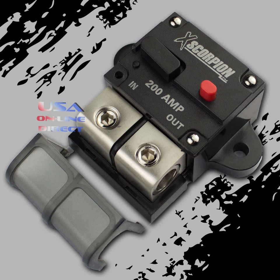 XSCORPION 250A Amp Manual Reset Inline Circuit Breaker Platinum Terminal Block Marine Auto