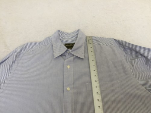 Eddie Bauer Dress Shirt Mens XL White Blue Striped Long Sleeve Pocket - Picture 10 of 12