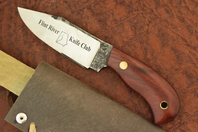 CUSTOM FLINT RIVER KNIFE CLUB FIXED BLADE WOOD NICE 2018 11 OF 30 (11135)