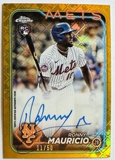 2024 Topps Chrome GOLD Logofractor Ronny Mauricio Rookie Card Auto 11/50 NY METS