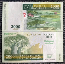 Madagascar 2000 Ariary 2007 Banknote World Paper Money UNC Currency Bill