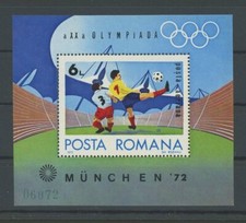 RUMANIA BLOQUE 97 OLÍMPICAS 1972 FUTBOL ** OLÍMPICAS MUNICH SOCCER MNH (m1883