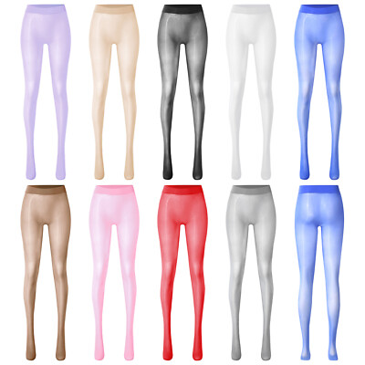 Womens Sheer Glossy Nylon Footed Pantyhose High Waist Tights Stockings Hosiery