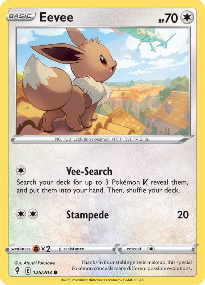Eevee Base Card #125/203 Pokémon Card Evolving Skies | eBay