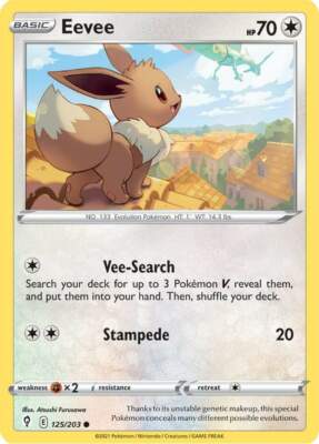 Eevee Base Card #125/203 Pokémon Card Evolving Skies | eBay