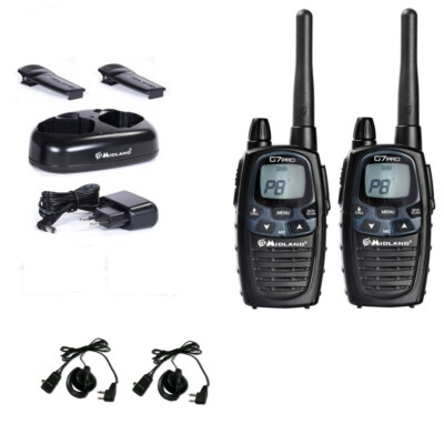 Midland G7 Pro Kofferset Nr.6 Funkgeräte Set PMR LPD Walkie Talkie mit Headset
