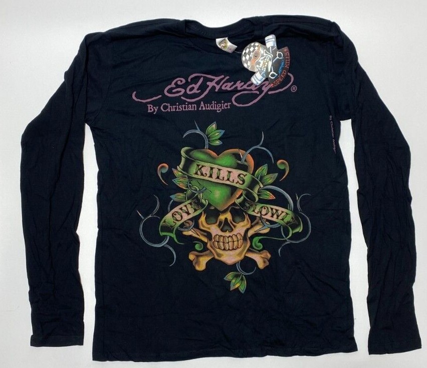 Authentic New/Vintage Men's Ed Hardy T-shirt Love Kills Black XL