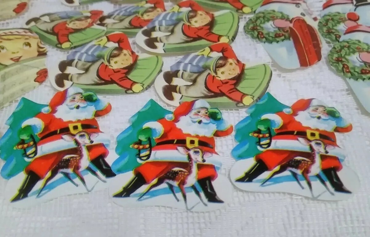 37 Vintage Christmas Seals Children Snowmen Reindeer Santa eBay