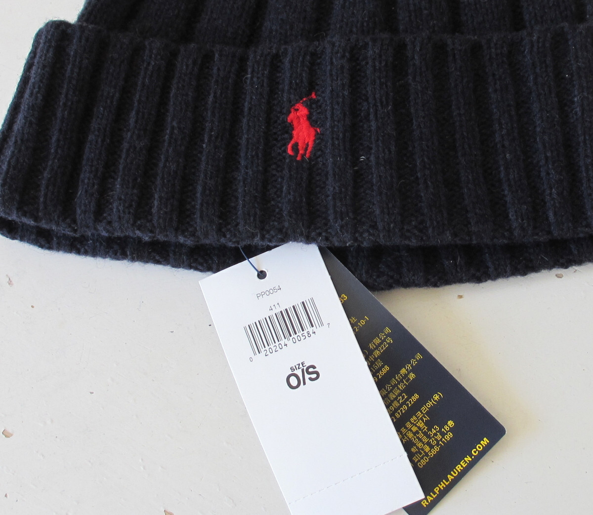 CAPPELLO POLO RALPH LAUREN UOMO MISTO LANA BERRETTO TESCHIO BLU NAVY CON PONY ROSSO PP0054 NUOVO