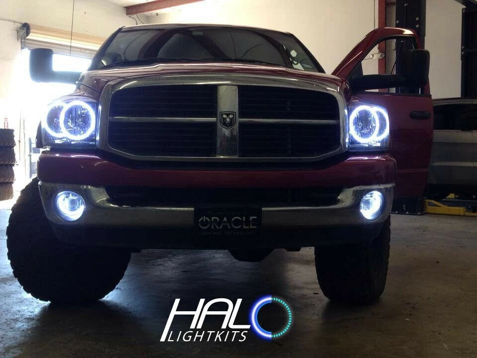 2006-2008 Oracle Dodge RAM 6000K CCFL Weiß Scheinwerfer + Nebel Halo Ring Set - Bild 3 von 3