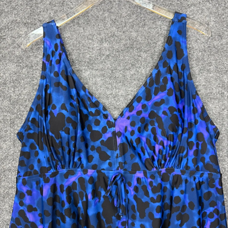 Traje de baño Avenue para mujer 22 azul estampado animal vestido dobladillo mordida de tiburón elástico nuevo con etiquetas Foto 3 de 4