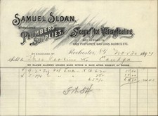 1894 Rochester New York (NY) Receipt Samuel Sloan,Wholesale Plumbers' Supplies T