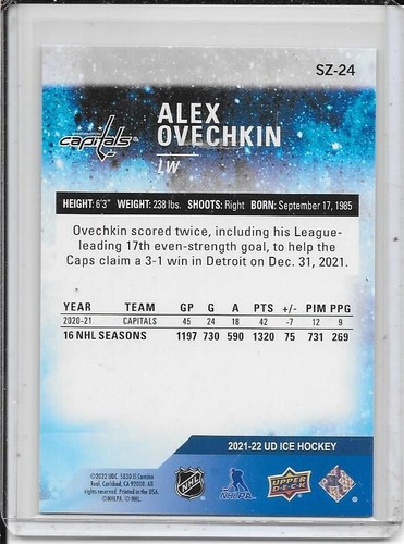 2021-22 cubierta superior hielo Alex Ovechkin sub cero # talla-24 - Imagen 2 de 2