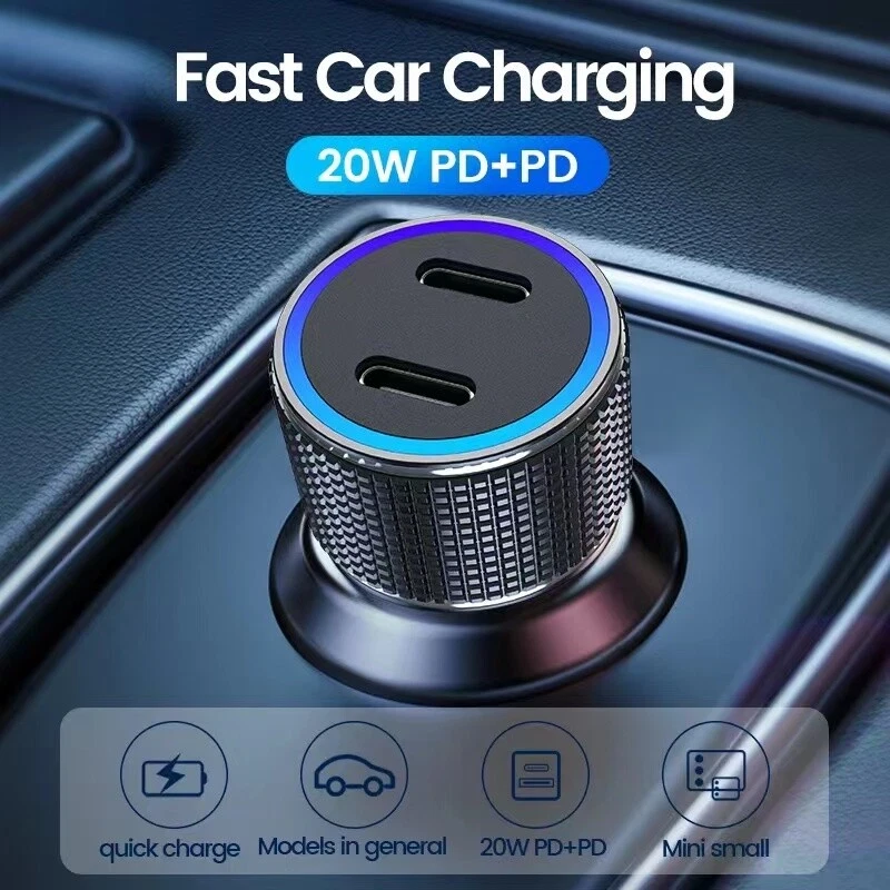 Dual Type C PD Fast 40W Car Charger Adapter Cable For iPhone 14 13 12 11 Pro Max - Image 4 of 4