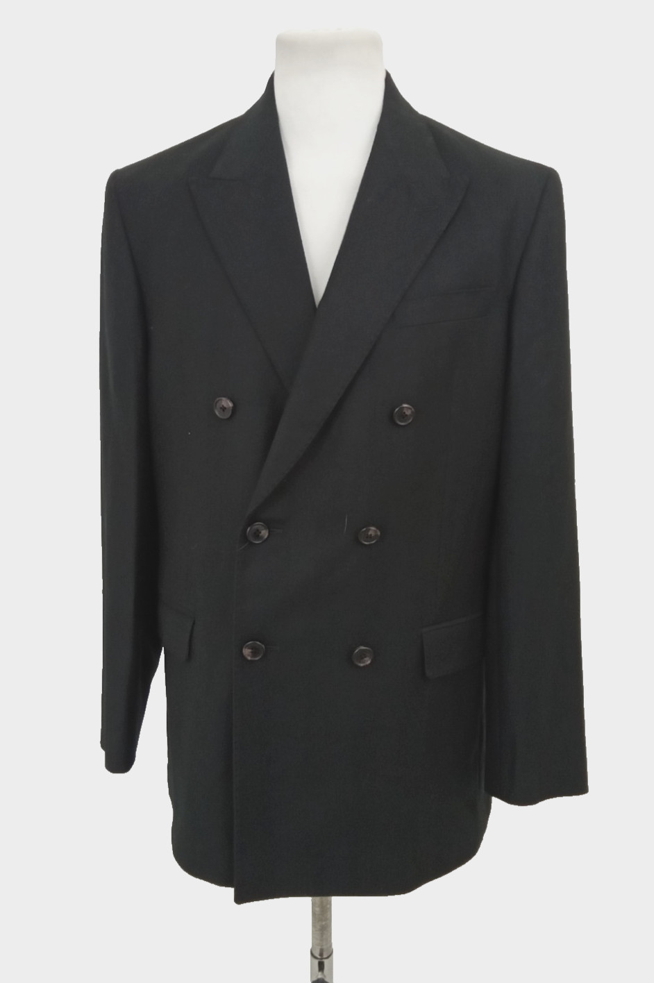 Jaeger Men's Jacket Size 40" Black Double Breasted Tailored Peak Lapel Wool New