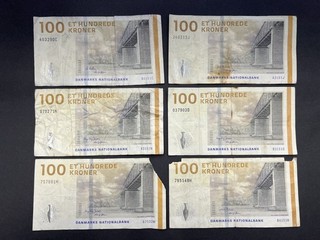 Dänemark 100 Kronen Banknotensatz (6) LOT: 0208 029