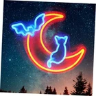 Halloween Neon Sign Wall Decor - Moon&Bat&Cat Themed Halloween LED Lights for